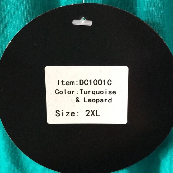 NWT Sunshine & Rodeos spaghetti straps dress top turquoise & leopard - Picture 6 of 11